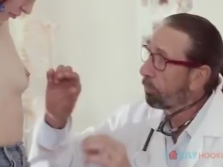 Special dick and cum treatment for a young patient from her perverted doctor