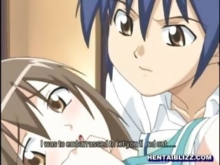 Hentai schoolgirl with amazing titties gets tittyfucked for the first