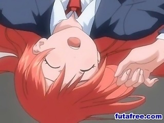 Redhead futagirl gets her asshole toyed