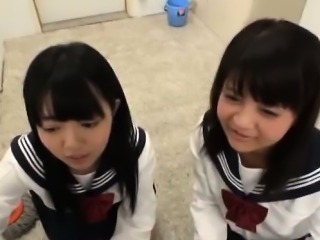 Dirty schoolgirls enjoying one large dick