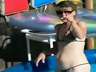 Woman In A Bikini In The Pool