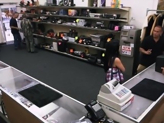 Cuban chick got fucked by horny pawn man in the backroom