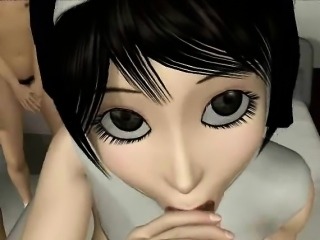 3D anime nun gives head in POV