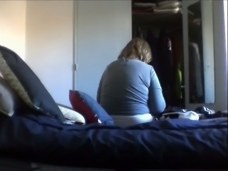 Hidden cam capture mature aunt changing in her room