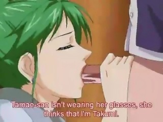 green haired anime babe caught masturbating
