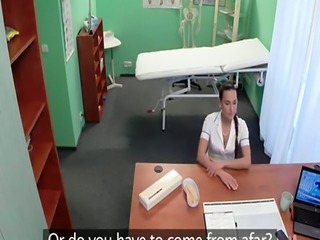 Euro nurse bent over and banged in office