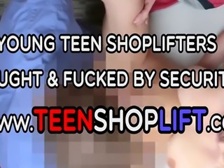 Busty teen thief busted and fucked by a security guard