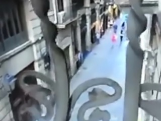 Masturbating with dildo on Barcelona balcony