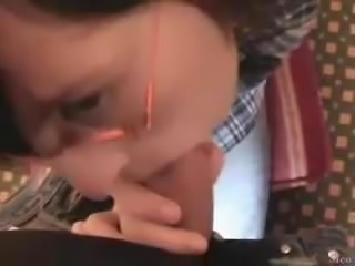 Cute nerdy teen in glasses takes fat cock