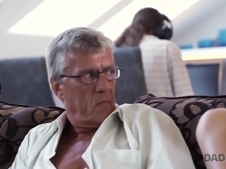 Slender girl Erica gets no attention from her BF and lures older man for fuck