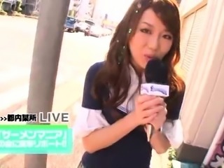 Pretty Japanese lady can't get enough hot sperm on her face