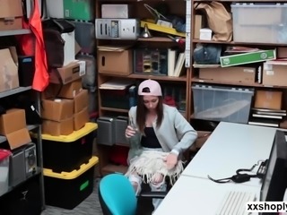 Desperate Shoplifter Hayden Henessy sucks LP huge cock