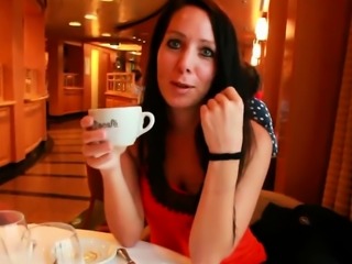 Brunette Fucking in Cruises Bathroom Cumshot in Mouth