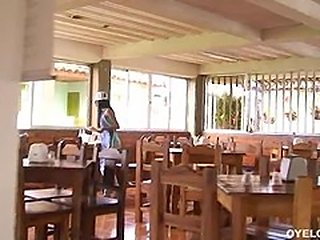 Claudia Castro a helper in a restaurant gets fucked hard by one of the customers